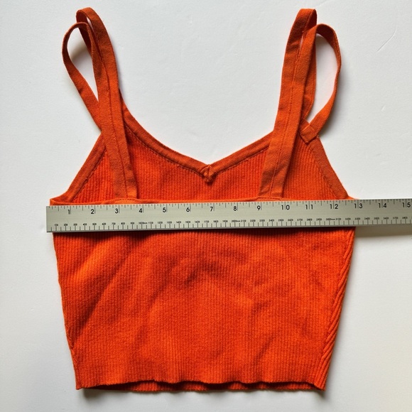NWT Endless Rose Cropped Top Double Shoulder Strap Knit Cami Orange Ribbed Sz S - Picture 7 of 8